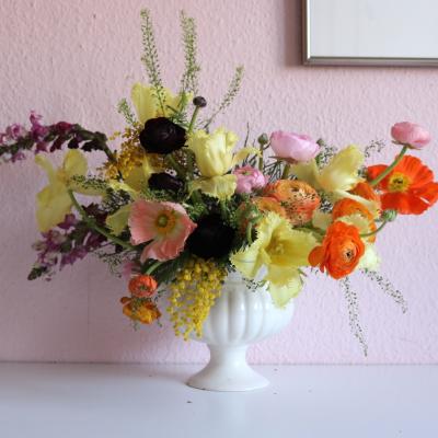 Springtime floral bouquet ranunculus tulips snapgdragons