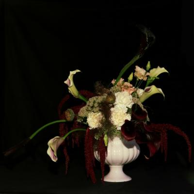 Cala Lilly lisianthus amaranth bouquet